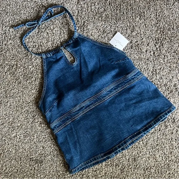 NWT American Eagle Denim Halter Top - Picture 1 of 5